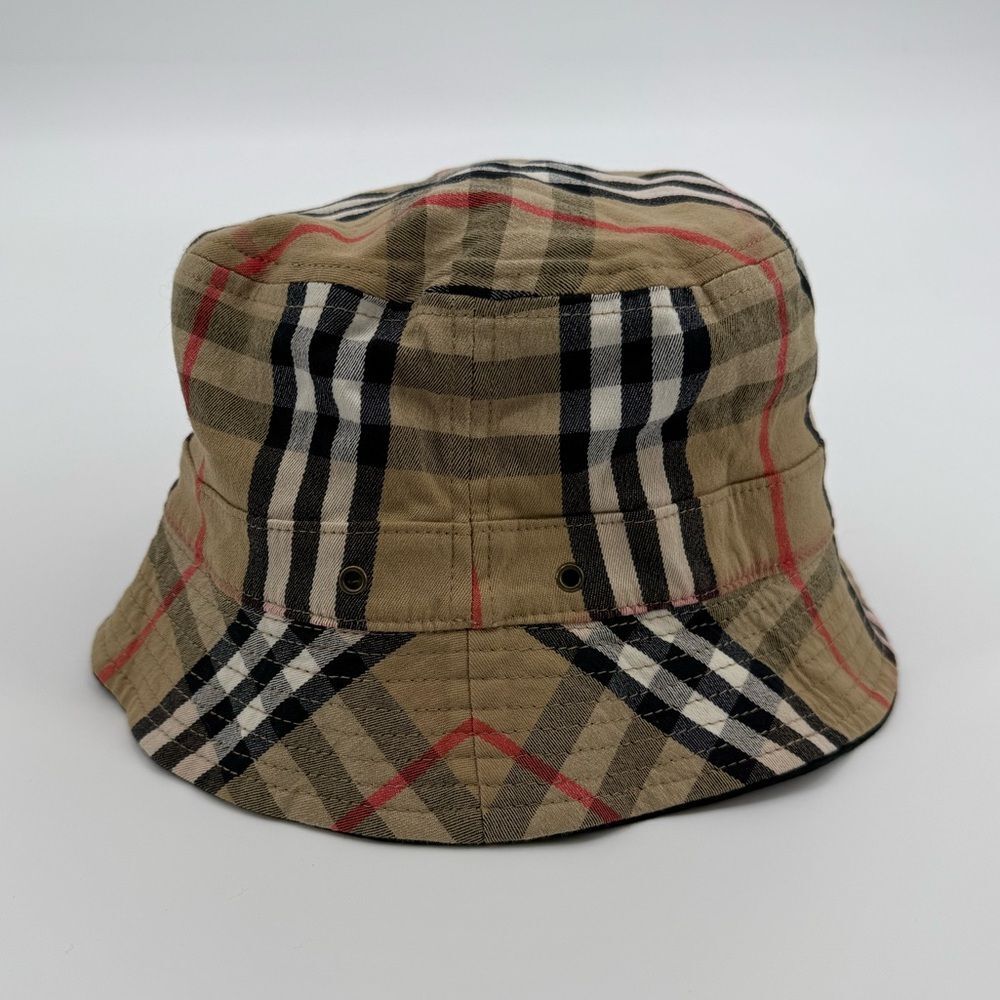 Vintage Burberry Golf Reversible Bucket Hat - Nova Check & Black - Picture 3 of 9